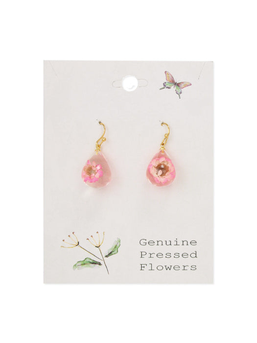 Dried Flower Droplets Dangles | Pink White Gold Fashion Earrings | Light Years