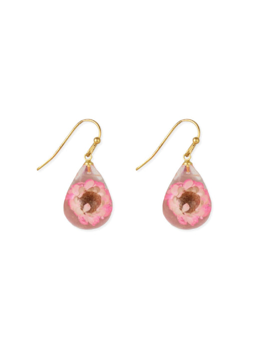 Dried Flower Droplets Dangles | Pink White Gold Fashion Earrings | Light Years