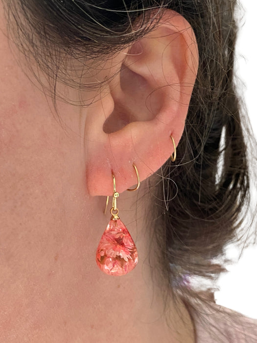 Dried Flower Droplets Dangles | Pink White Gold Fashion Earrings | Light Years