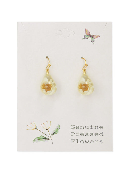 Dried Flower Droplets Dangles | Pink White Gold Fashion Earrings | Light Years