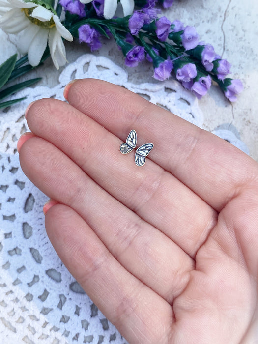 Split Butterfly Wing Posts | Sterling Silver Stud Earrings | Light Years