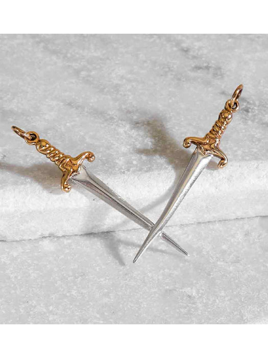 Crossed Sword Statement Necklace | Sterling Silver Bronze Festoon | Light Years