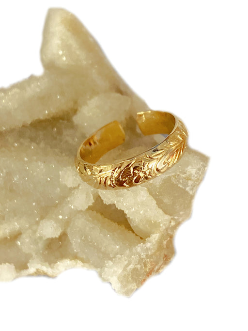 Wide Engraved Floral Toe Ring | 14kt Gold Filled Bands | Light Years Jewelry