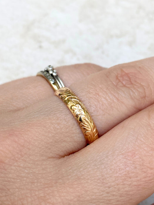 Wide Floral Embossed Band | 14k Gold Filled Ring | Size 5 6 7 8 9 10 11 | Light Years