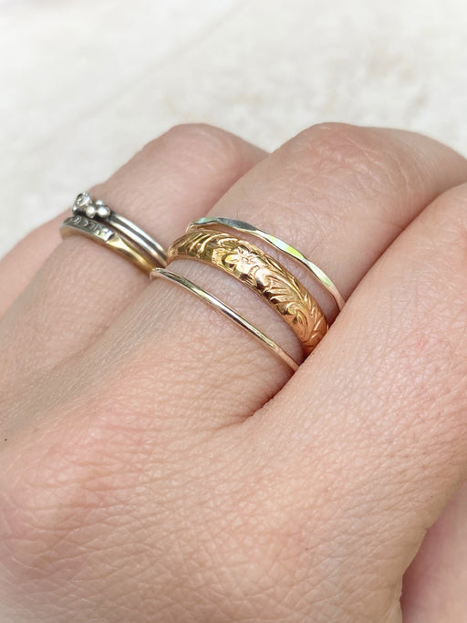 Wide Floral Embossed Band | 14k Gold Filled Ring | Size 5 6 7 8 9 10 11 | Light Years