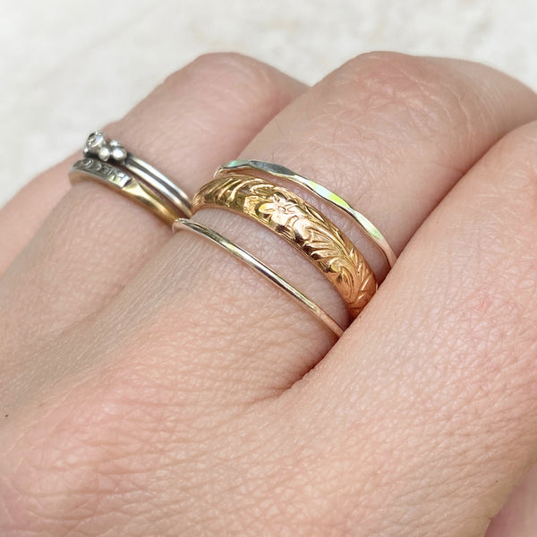 Wide Floral Embossed Band | 14k Gold Filled Ring | Size 5 6 7 8 9 10 11 | Light Years