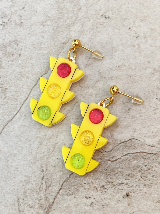 Traffic Light Statement Posts by Jedi Woods | Gold Stainless Steel Studs | Light Years