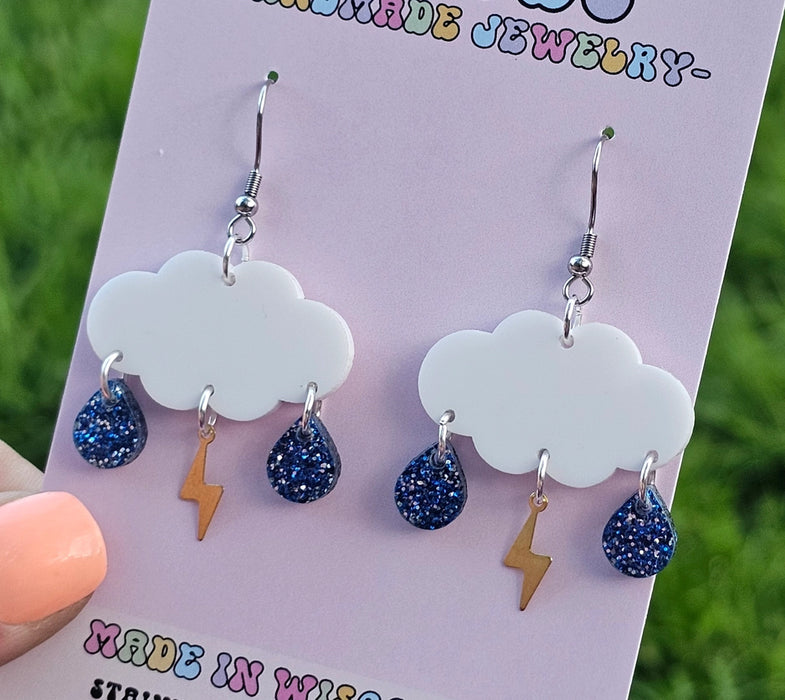 Rain Cloud Dangles by Jedi Woods | Stainless Steel Earrings | Light Years