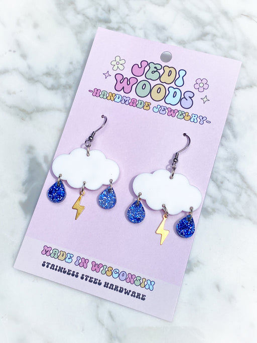 Rain Cloud Dangles by Jedi Woods | Stainless Steel Earrings | Light Years