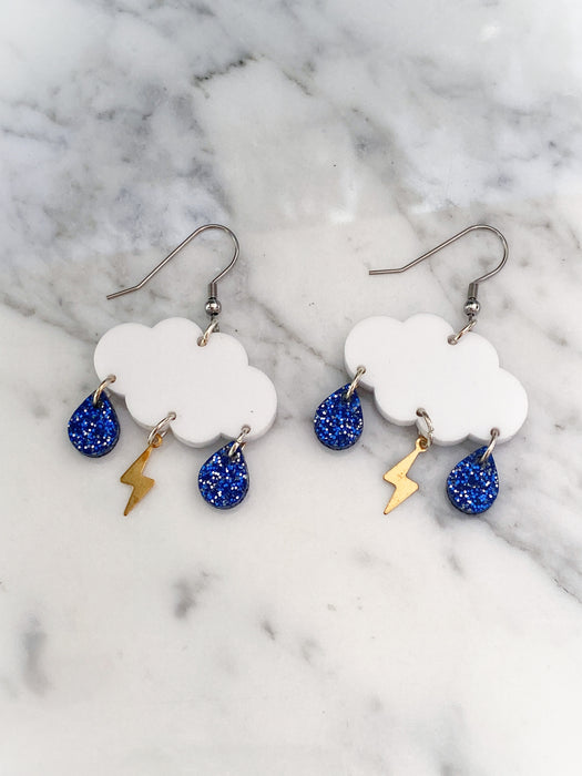 Rain Cloud Dangles by Jedi Woods | Stainless Steel Earrings | Light Years