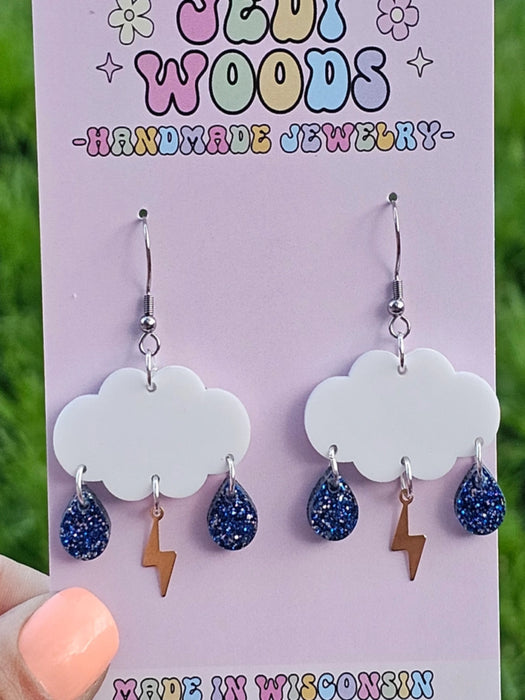 Rain Cloud Dangles by Jedi Woods | Stainless Steel Earrings | Light Years