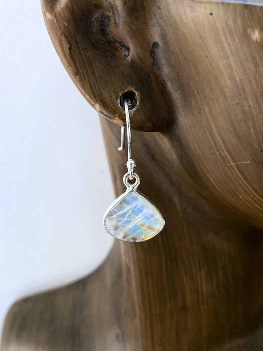 Rainbow Moonstone Dangles | Sterling Silver Gemstone Earrings | Light Years