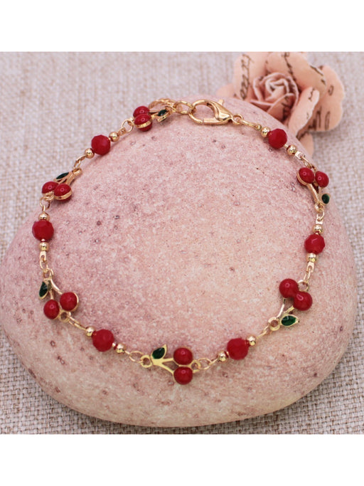 Bowl of Cherries Bracelet | Gold Tone Fashion Beads | Light Years Jewelry
