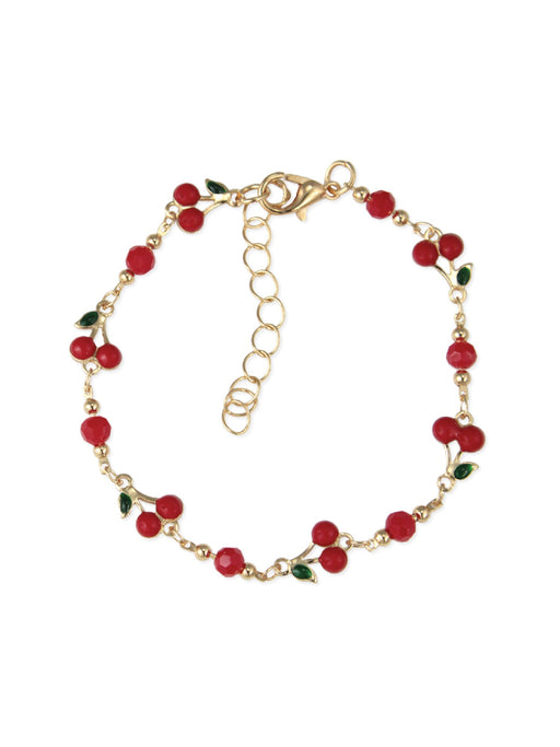 Bowl of Cherries Bracelet | Gold Tone Fashion Beads | Light Years Jewelry