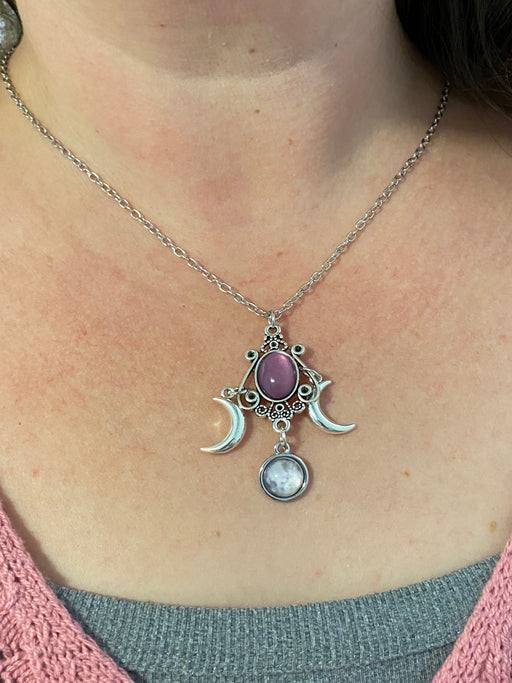 Mystical Moon Necklace | Silver Tone Celestial Chain Pendant | Light Years