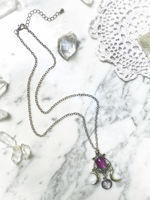 Mystical Moon Necklace | Silver Tone Celestial Chain Pendant | Light Years