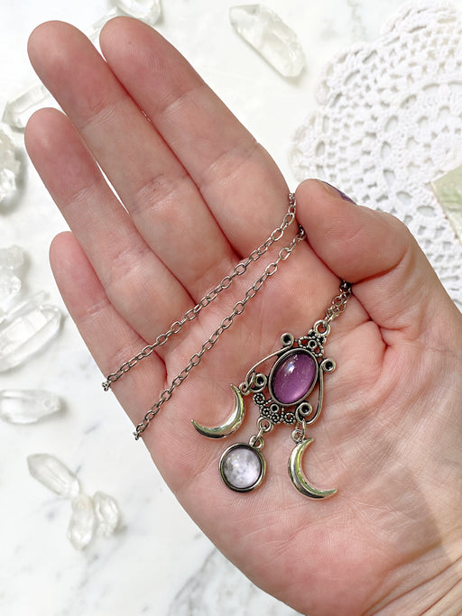 Mystical Moon Necklace | Silver Tone Celestial Chain Pendant | Light Years