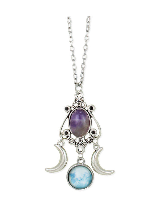 Mystical Moon Necklace | Silver Tone Celestial Chain Pendant | Light Years