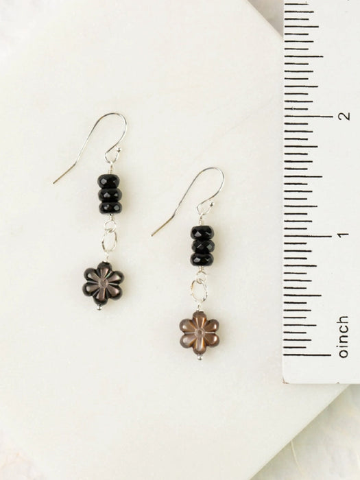 Nightfall Shell Flower Dangles by Anne Vaughan | Sterling Silver Earrings | Light Years