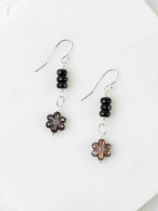 Nightfall Shell Flower Dangles by Anne Vaughan | Sterling Silver Earrings | Light Years