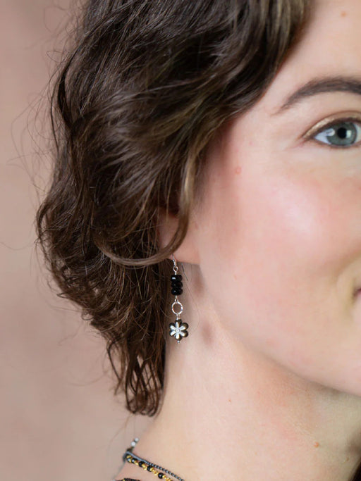 Nightfall Shell Flower Dangles by Anne Vaughan | Sterling Silver Earrings | Light Years