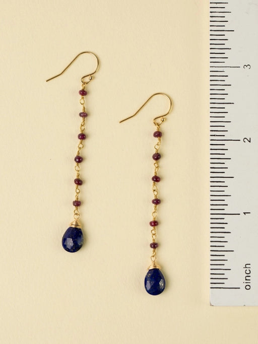 Ruby & Lapis Drop Dangles by Anne Vaughan | Gold Filled Earrings | Light Years