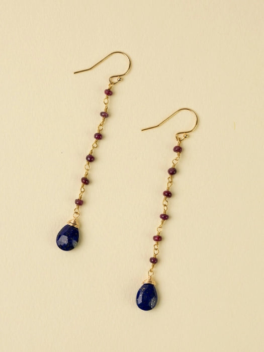Ruby & Lapis Drop Dangles by Anne Vaughan | Gold Filled Earrings | Light Years