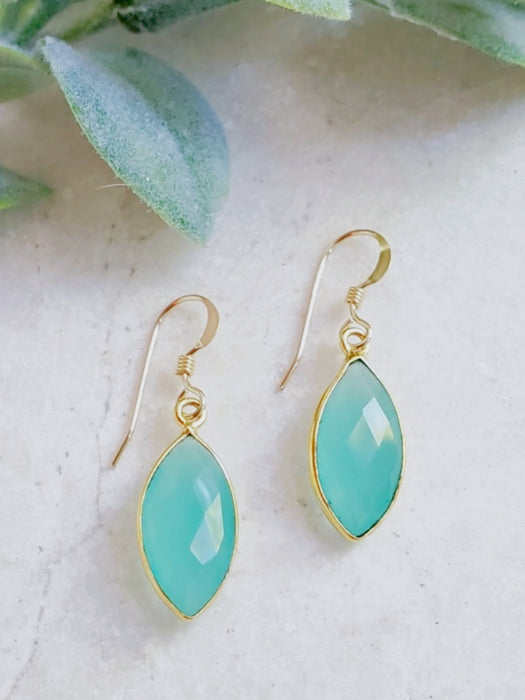 Cut Chalcedony Marquis Dangles | 14k Gold Filled Gemstone Earrings | Light Years