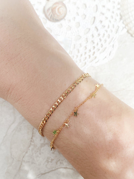 Classic Cuban Link Bracelet | Gold Silver Plate Chain | Light Years Jewelry