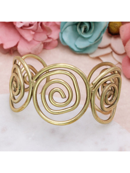 Spiral Cuff Bracelet | Gold Brass Indian Jewelry | Light Years