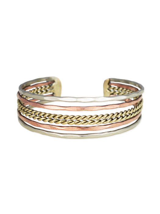 Hammered Twist Cuff Bracelet | Silver Plated Multi Metal | Light Years