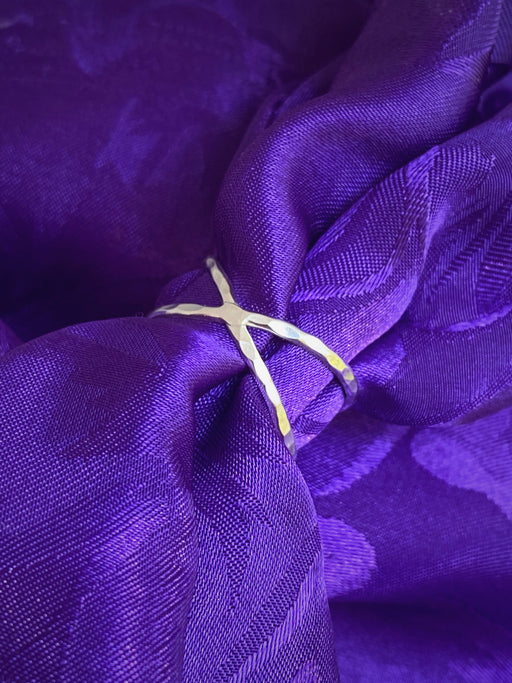 Hammered X Ring | Sterling Silver Size 6 7 8 9 10 11 | Light Years Jewelry