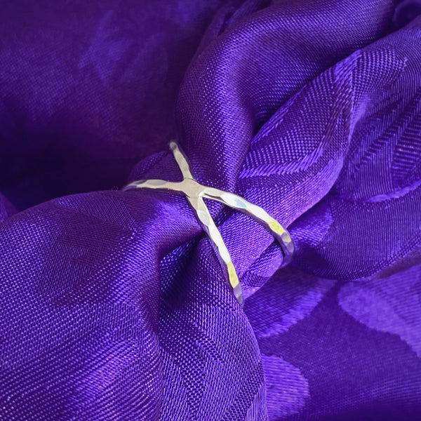 Hammered X Ring | Sterling Silver Size 6 7 8 9 10 11 | Light Years Jewelry