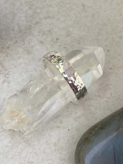 Wide Hammered Band | Thick Sterling Silver Ring | Size 5 6 7 8 9 10 11 | Light Years
