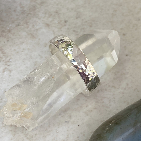 Wide Hammered Band | Thick Sterling Silver Ring | Size 5 6 7 8 9 10 11 | Light Years