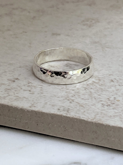 Wide Hammered Band | Thick Sterling Silver Ring | Size 5 6 7 8 9 10 11 | Light Years
