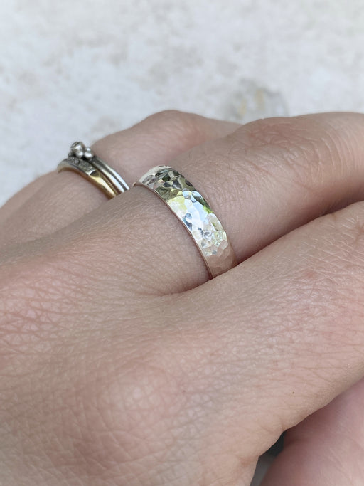 Wide Hammered Band | Thick Sterling Silver Ring | Size 5 6 7 8 9 10 11 | Light Years