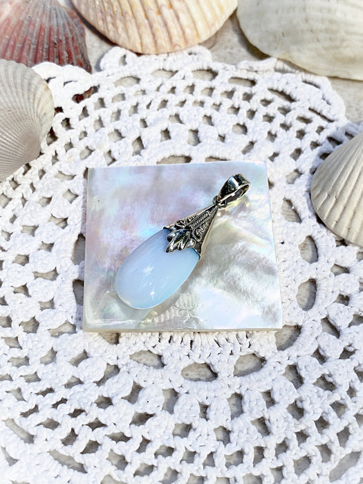 Opalite Drop Pendant | Sterling Silver Necklace Charm | Light Years