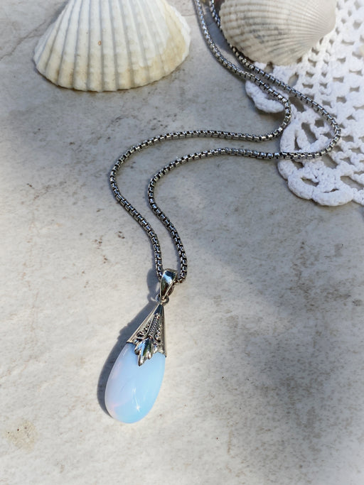 Opalite Drop Pendant | Sterling Silver Necklace Charm | Light Years