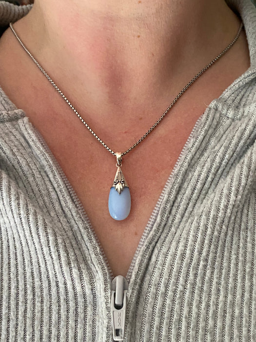 Opalite Drop Pendant | Sterling Silver Necklace Charm | Light Years