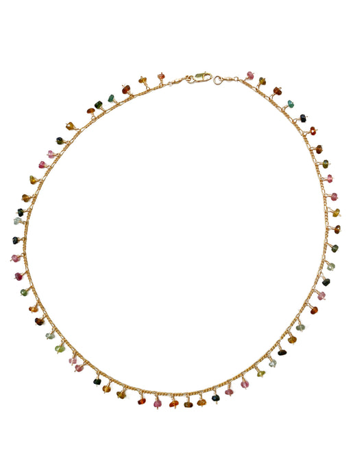 Cut Tourmaline Fringe Collar Necklace | Gold Filled Chain | Light Years Jewelry