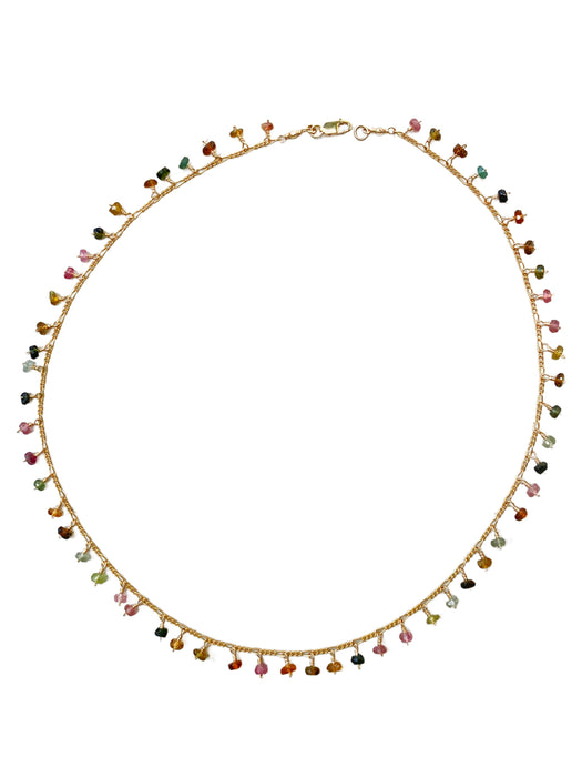 Cut Tourmaline Fringe Collar Necklace | Gold Filled Chain | Light Years Jewelry