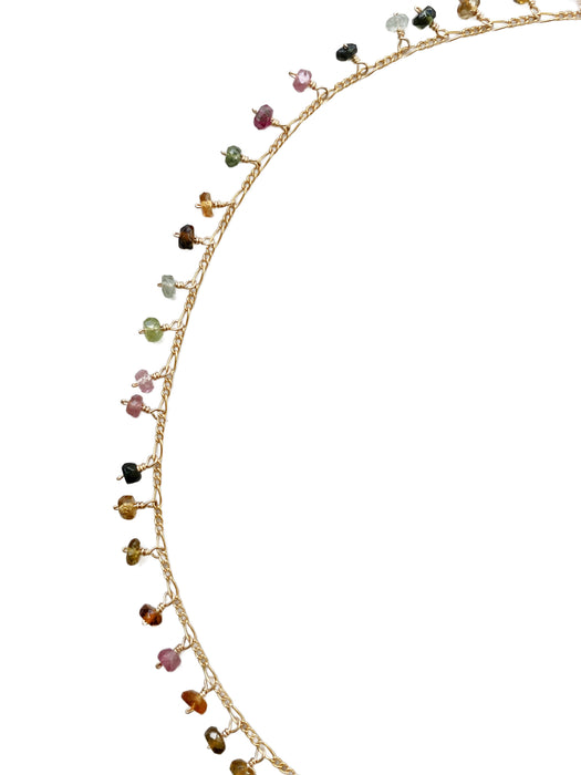 Cut Tourmaline Fringe Collar Necklace | Gold Filled Chain | Light Years Jewelry