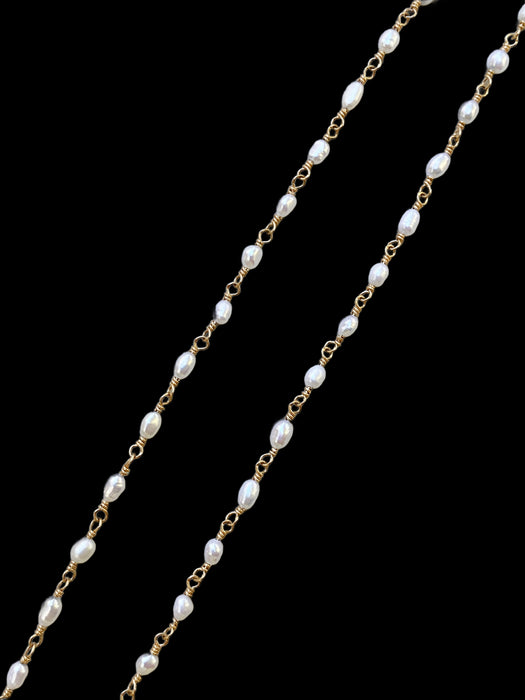 Freshwater Pearl Stationary Beaded Handmade Stone Necklace | Gold Filled | Light Years 