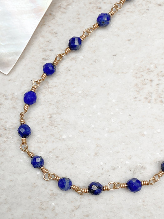 Handmade Gemstone Beaded Bracelet |  Lapis | 14kt Gold Filled | Light Years