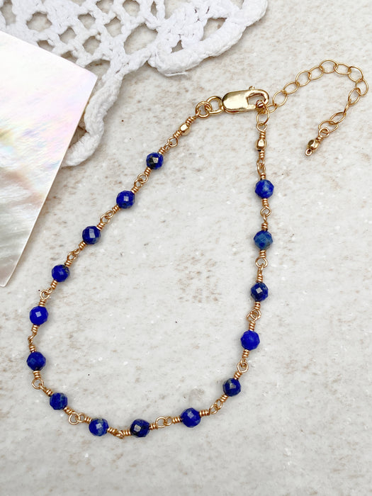 Handmade Gemstone Beaded Bracelet | Lapis | 14kt Gold Filled | Light Years