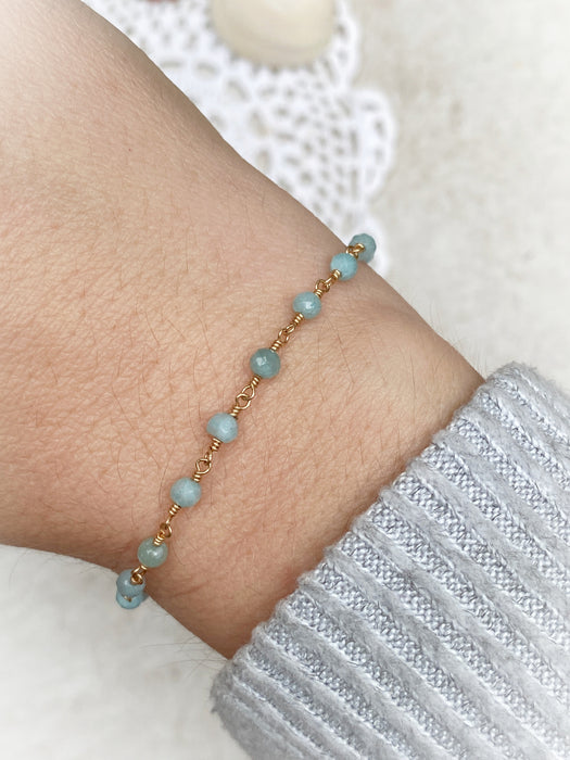 Handmade Gemstone Beaded Bracelet | Amazonite | 14kt Gold Filled | Light Years