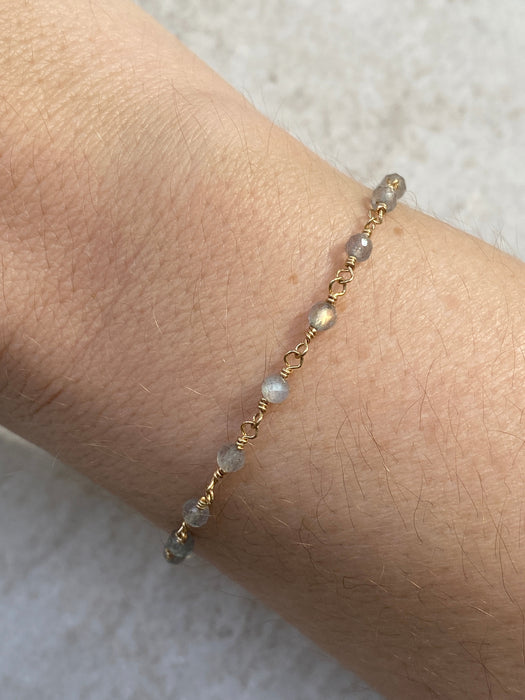 Handmade Gemstone Beaded Bracelet | Labradorite | 14kt Gold Filled | Light Years