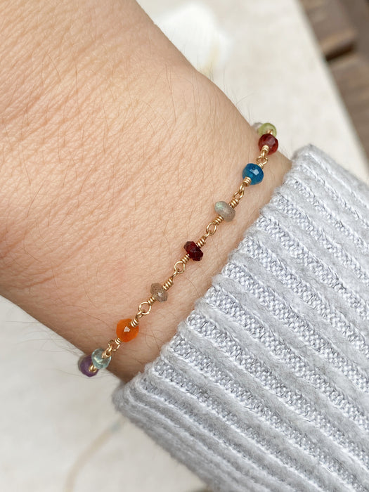Handmade Gemstone Beaded Bracelet | Multi Stone | 14kt Gold Filled | Light Years