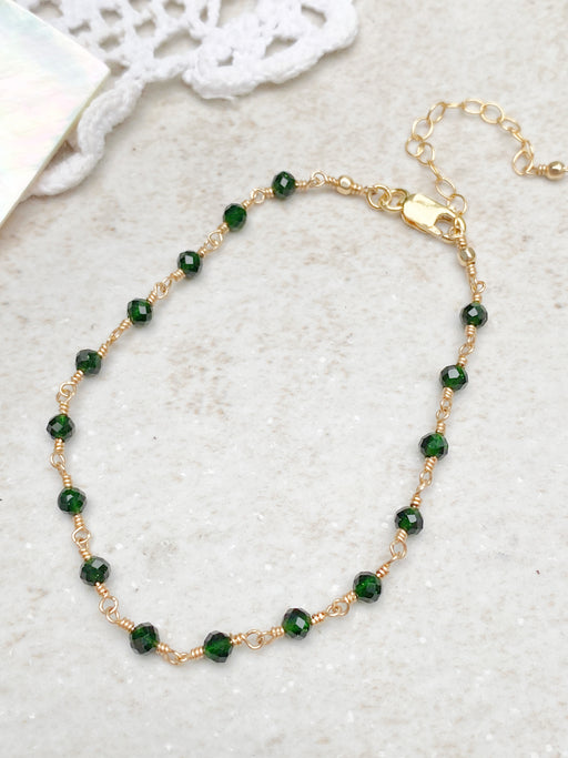Handmade Gemstone Beaded Bracelet | Green Tourmaline | 14kt Gold Filled | Light Years